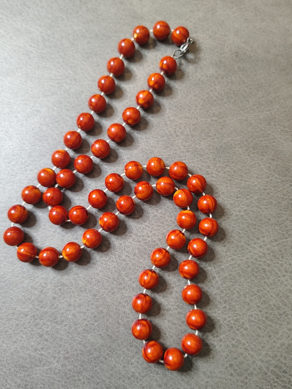 Vintage Orange/Red Beaded Necklace